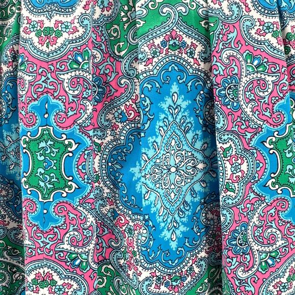 Talbots Blue Paisley Print Belted Sleeveless Fit & Flare Midi Dress Maximalist - Picture 8 of 12